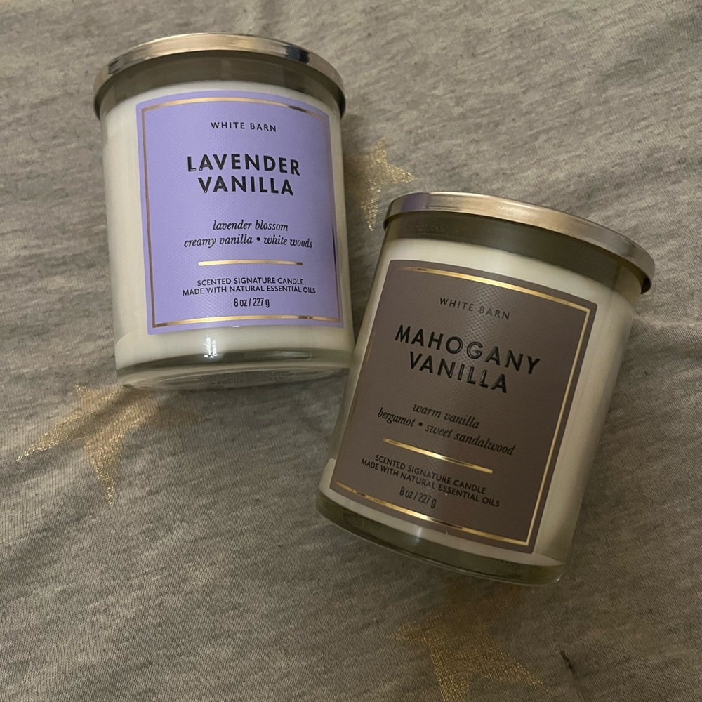 White Barn Lavender Vanilla and Mahogany Vanilla Single Wick Candle Duo